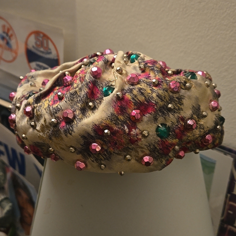 Vintage Mr. Arnold Actualite Jeweled Beaded Pill Box, Baret, Cloche,  Half Hat